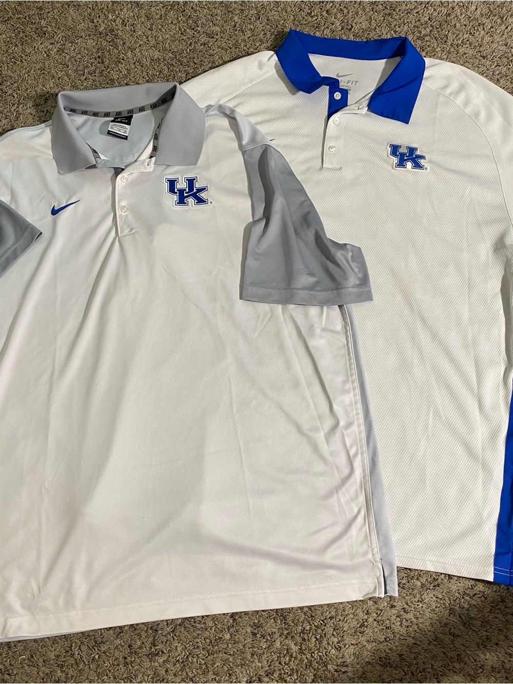 Nike White and Gray Polo with Blue UK Logo - Men